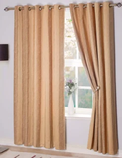 Toulon Interlined Eyelet Curtains Antique Gold