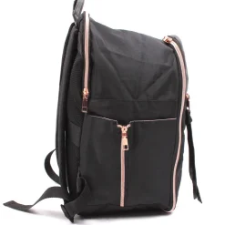 Travel Underseat Backpack Black with Rose Gold Trim