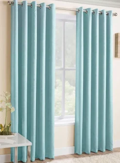 Vogue Woven Eyelet Curtains Sky Blue by Enhanced Living