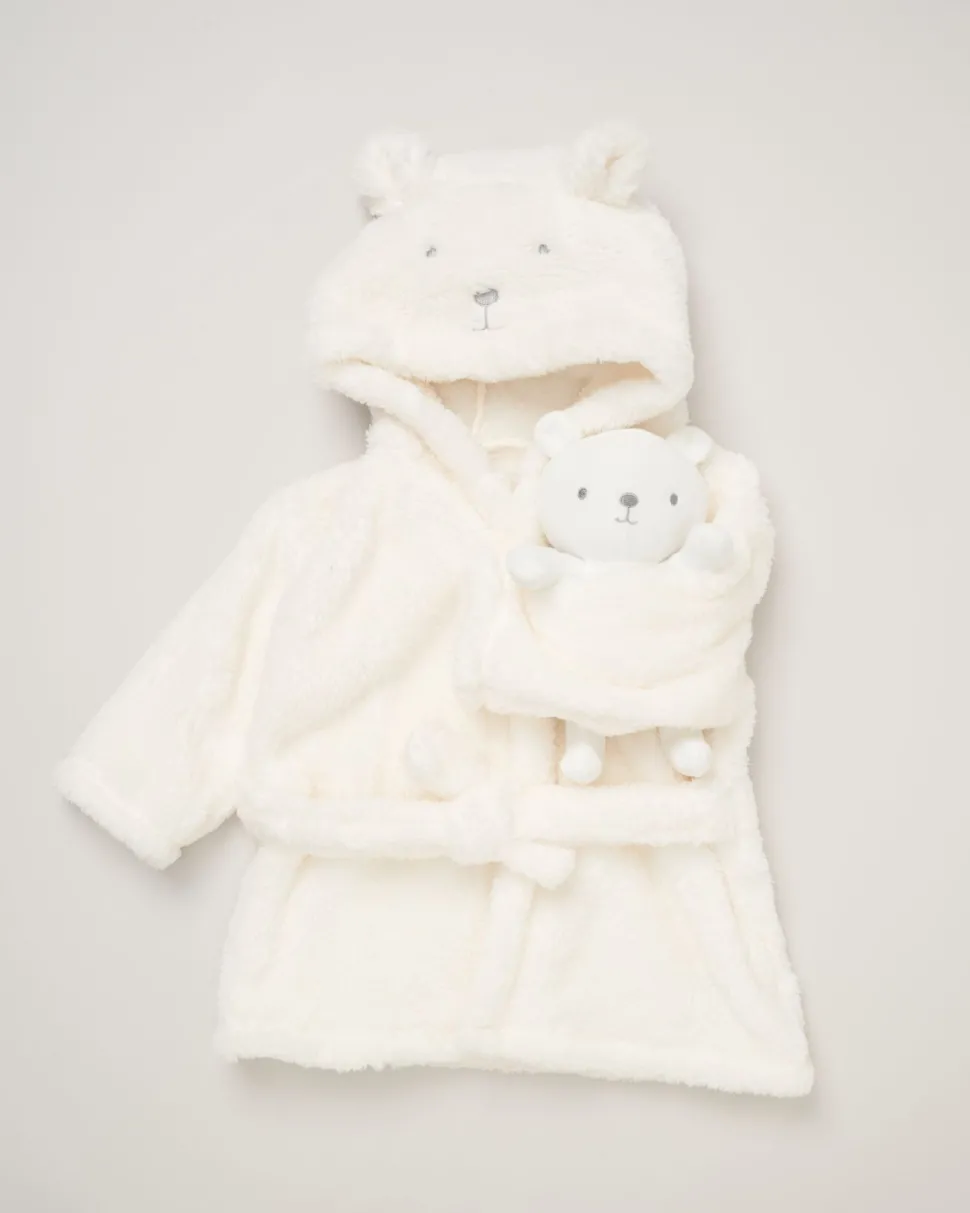 White Baby Bear Dressing Gown with Toy