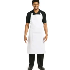 White Bib Apron with Pocket 103-004