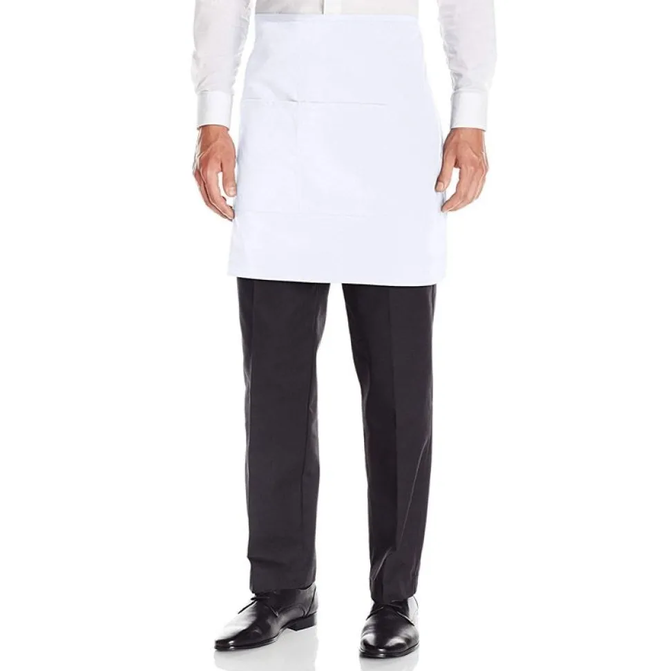 White Half Apron With Pocket 103-003