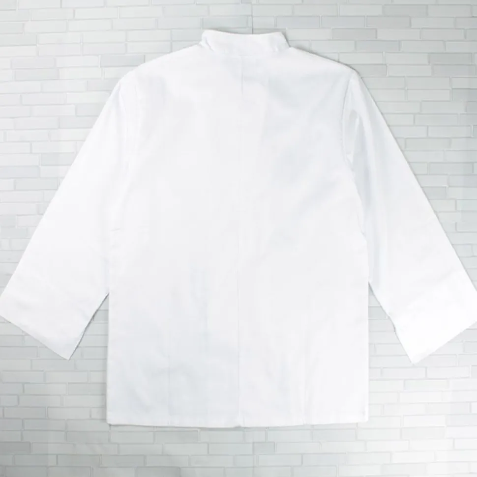 White Knotted Button Chef Jacket
