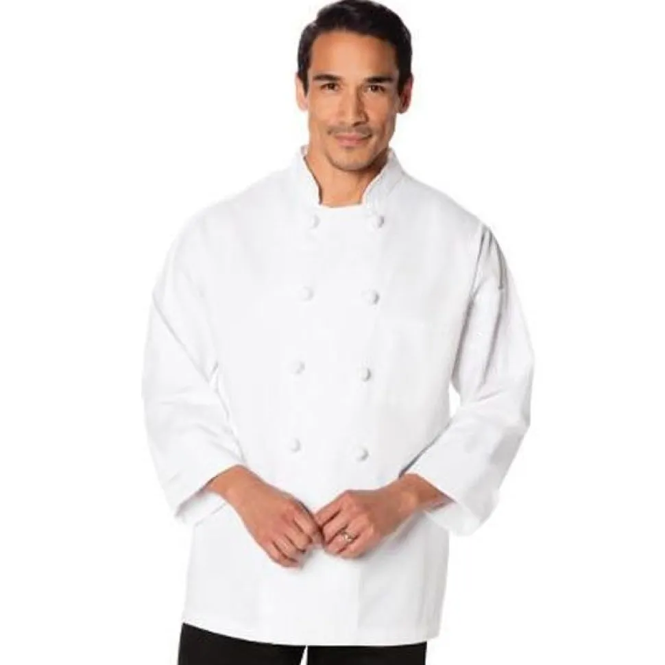 White Knotted Button Chef Jacket
