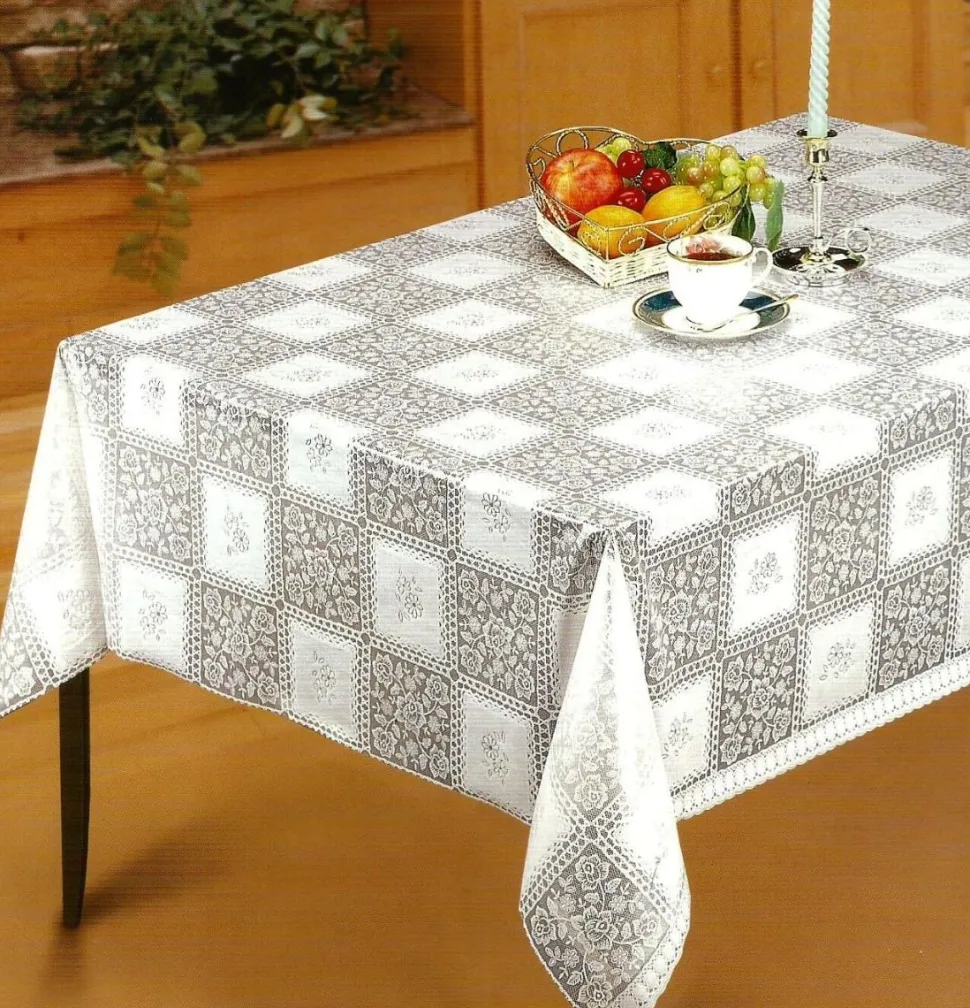 White Lace PVC Tablecloth by the Metre