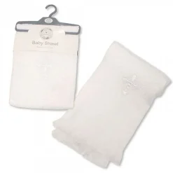 White Satin Cross Christening Shawl