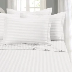 White Satin Stripe Fitted Sheet Soft Touch