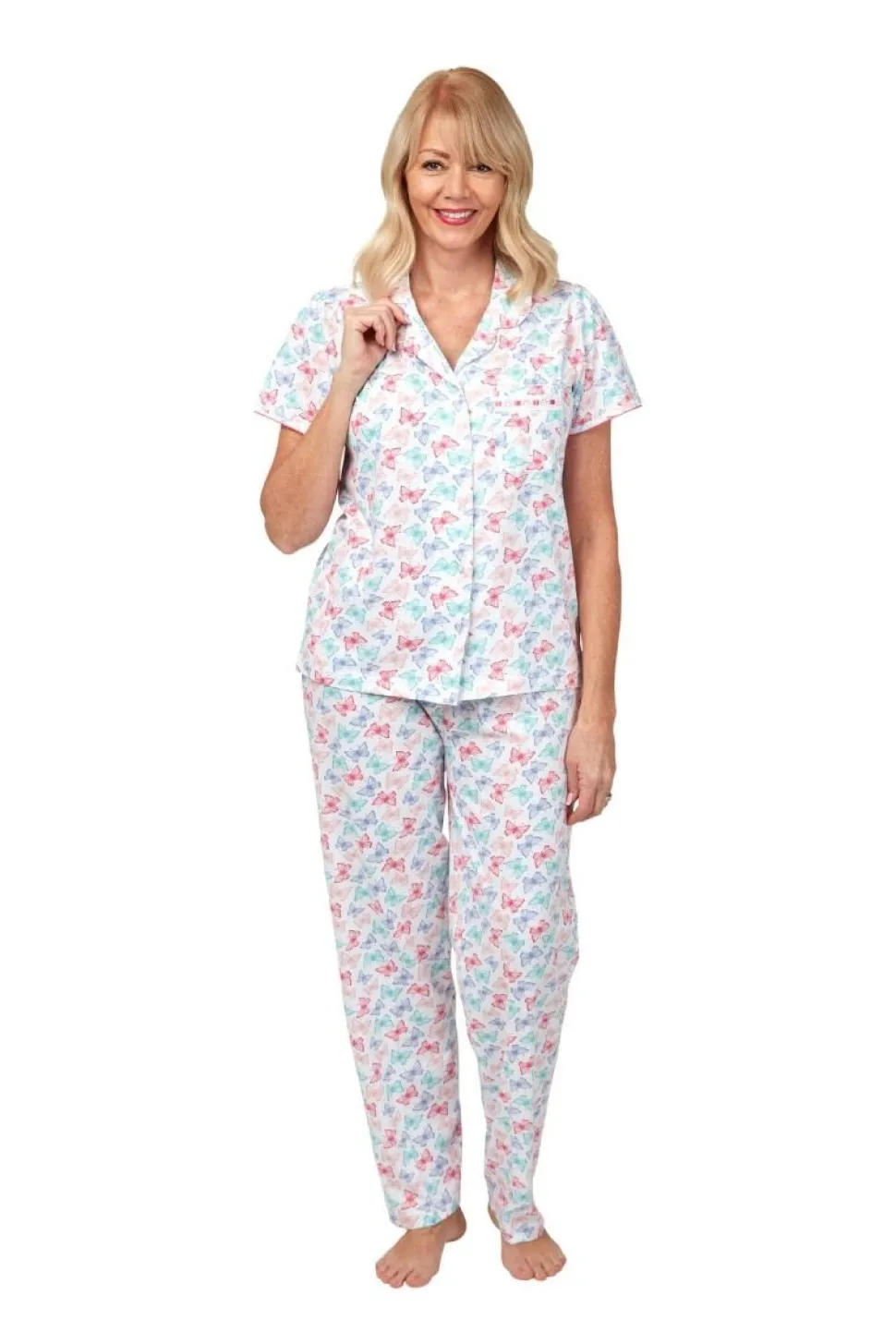 Women's 100% Cotton Butterfly Pyjama's Pink