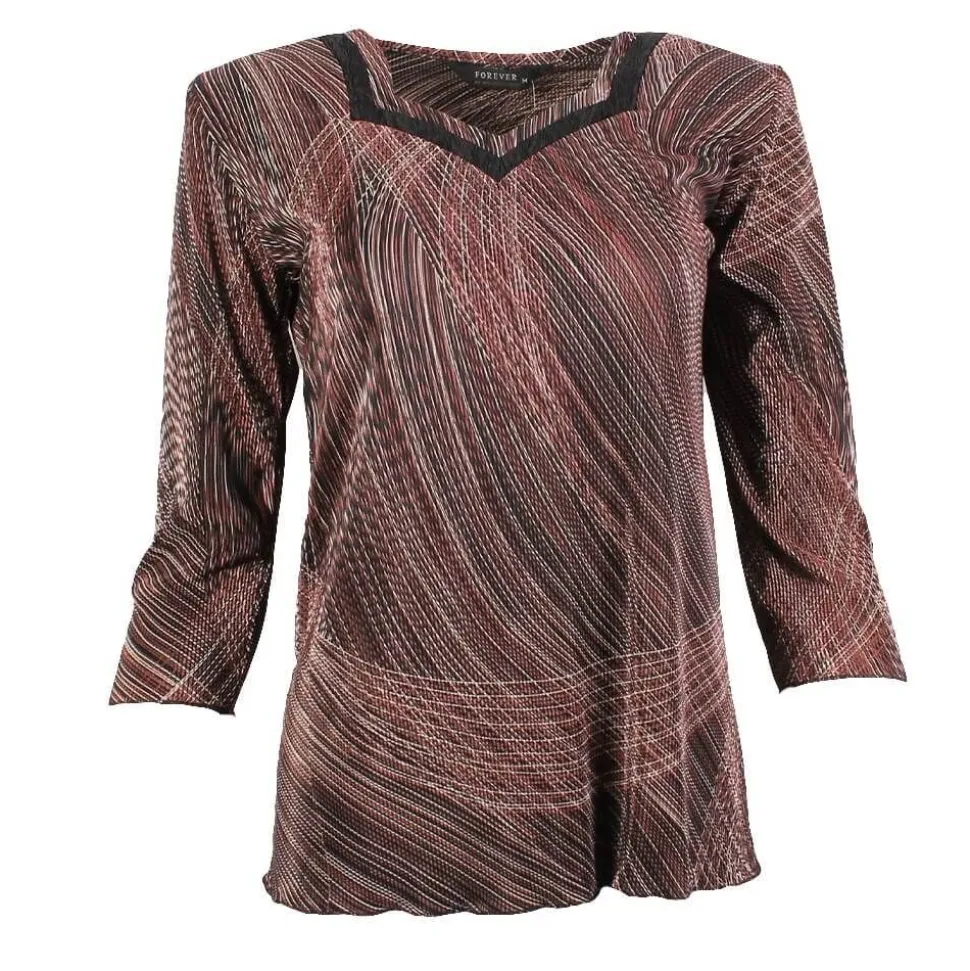 Women's 3/4 Sleeve Crinkle Top Spiral