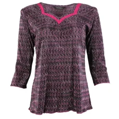 Women's 3/4 Sleeve Crinkle Top Purple Matrix