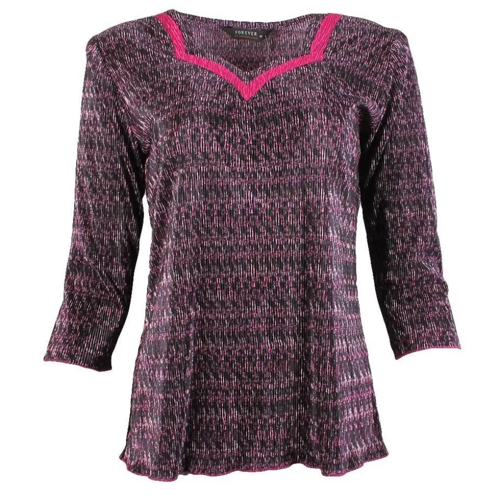 Women's 3/4 Sleeve Crinkle Top Purple Matrix