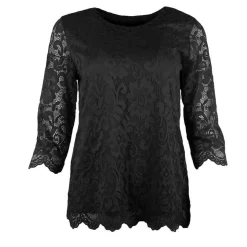 Women's 3/4 Sleeve Lace Top Black
