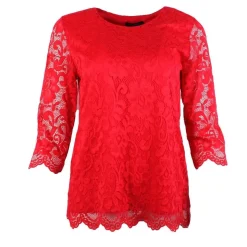Women's 3/4 Sleeve Lace Top Red