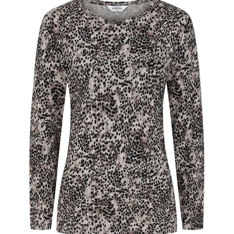 Women's Animal Print Fitted Blouse Beige