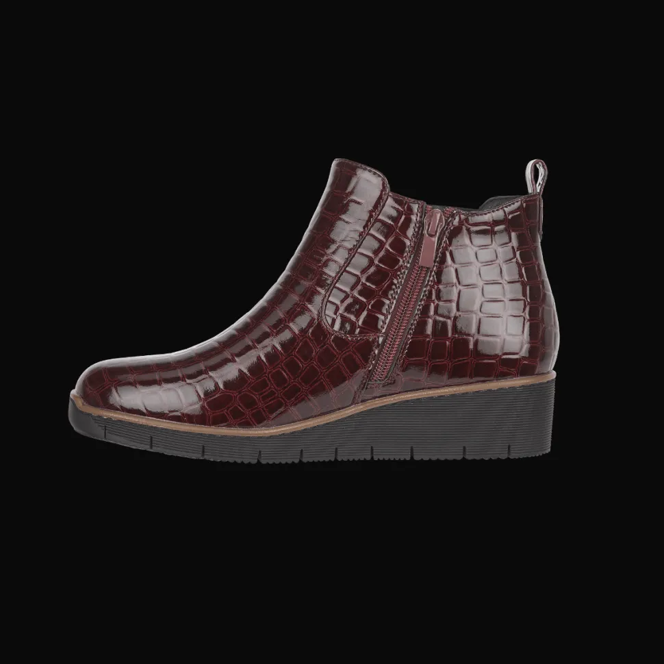 Women's Ankle Boots Walnut Burgundy Croc Style