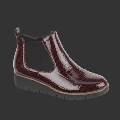 Women's Ankle Boots Walnut Burgundy Croc Style