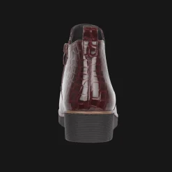 Women's Ankle Boots Walnut Burgundy Croc Style
