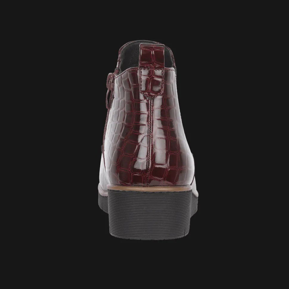 Women's Ankle Boots Walnut Burgundy Croc Style