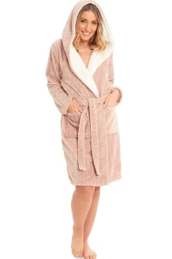 Women's Fleece Dressing Gown - Soft Pink
