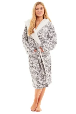 Women's Fleece Dressing Gown - Grey