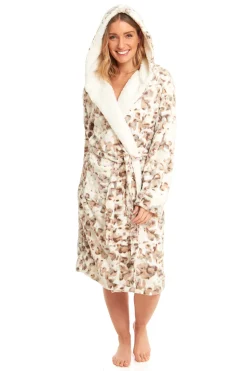 Women's Fleece Dressing Gown - Brown