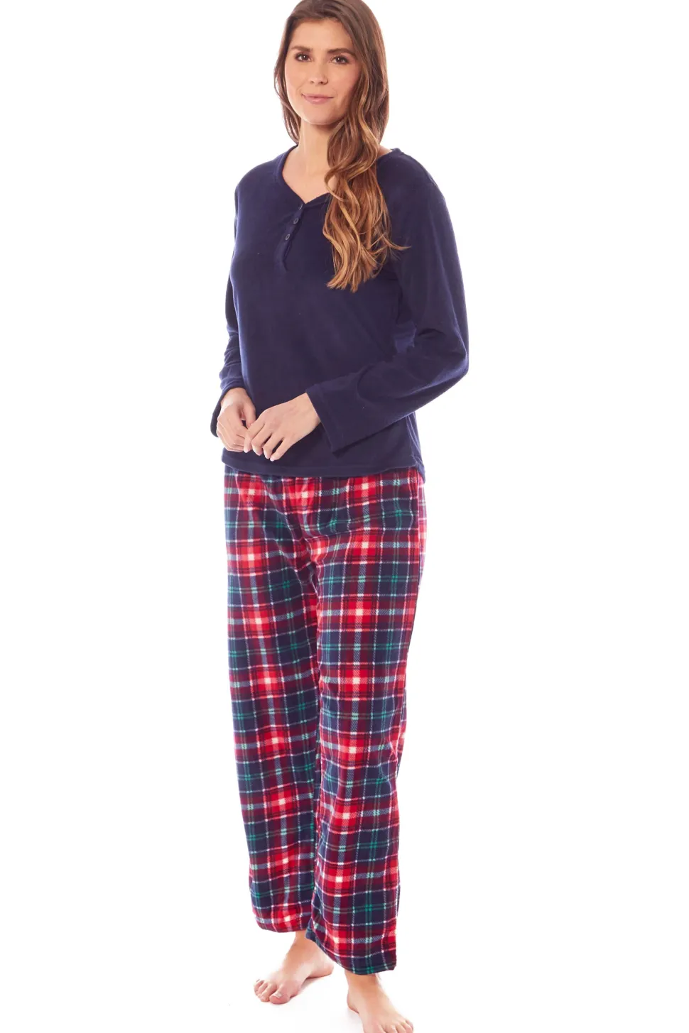 Women's Fleece Pyjamas, Navy