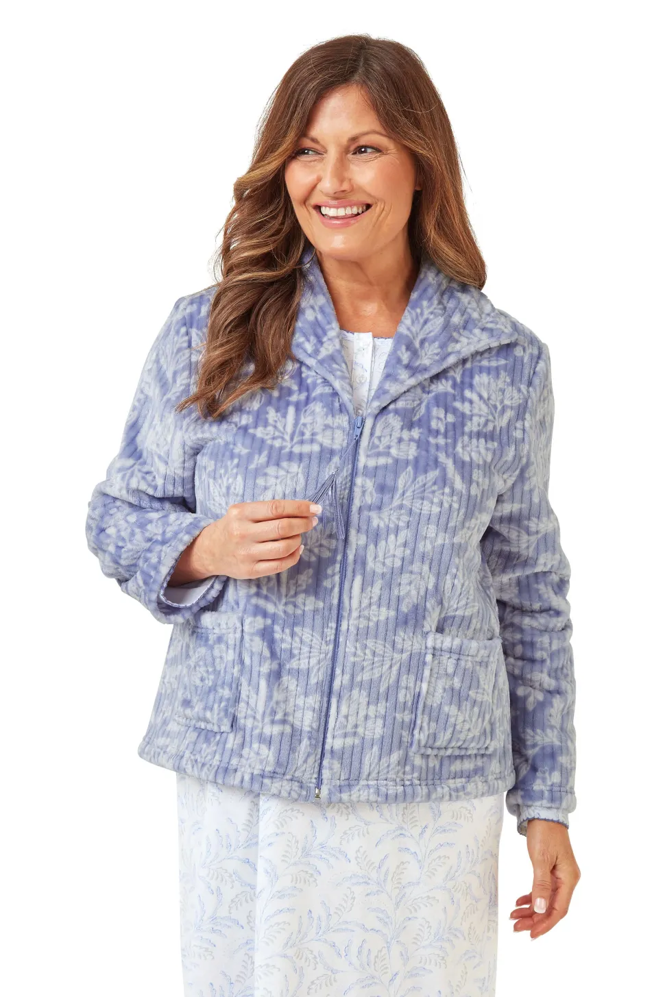 Women's Floral Blue Zip Jacket