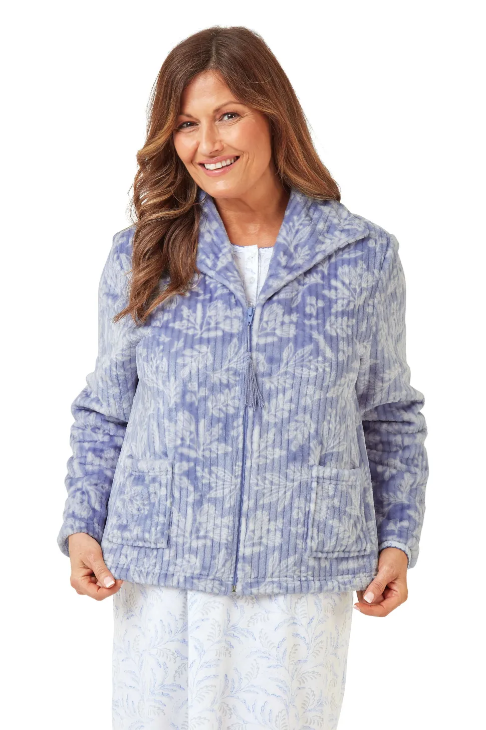 Women's Floral Blue Zip Jacket
