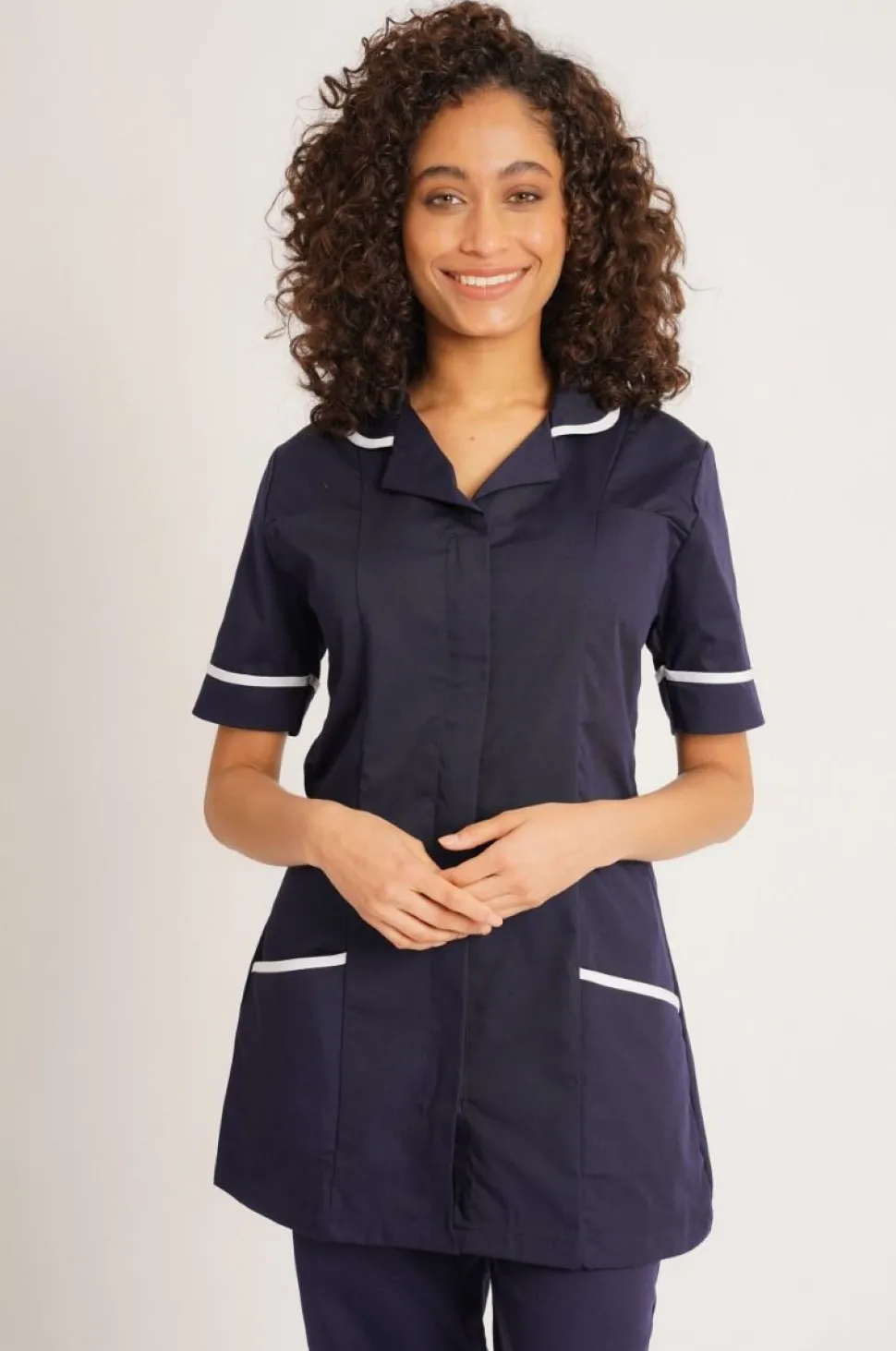 Women's Healthcare Nurses Tunics Navy with White Trim by Behrens