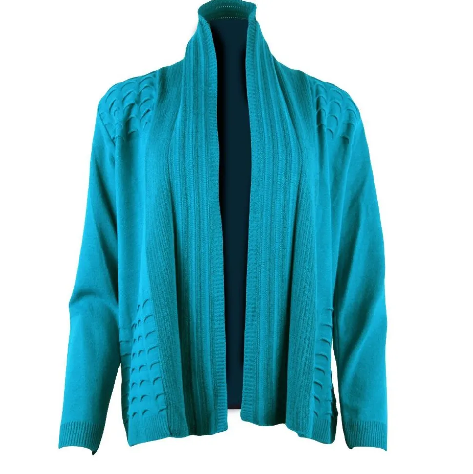 Women's Knitted Cardigan Shawl Teal
