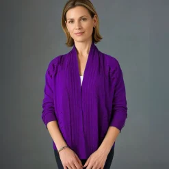 Women's Knitted Cardigan Shawl Purple