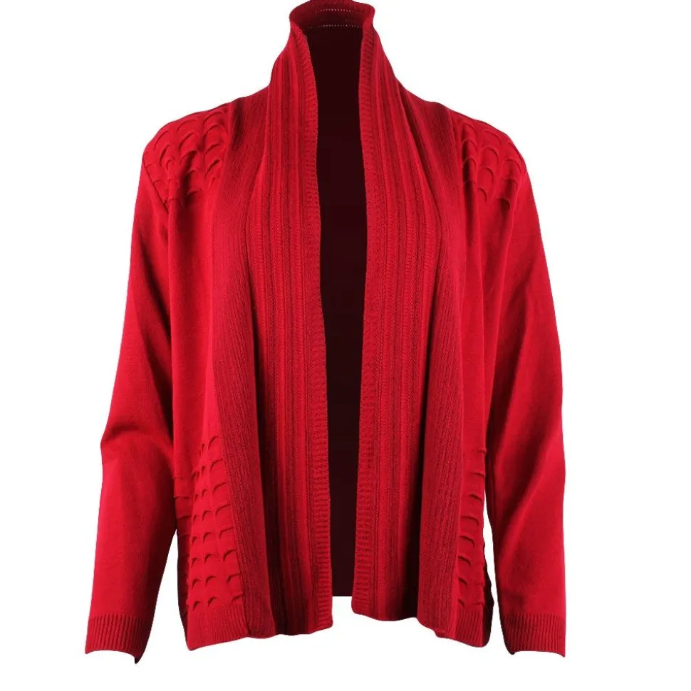 Women's Knitted Cardigan Shawl Red