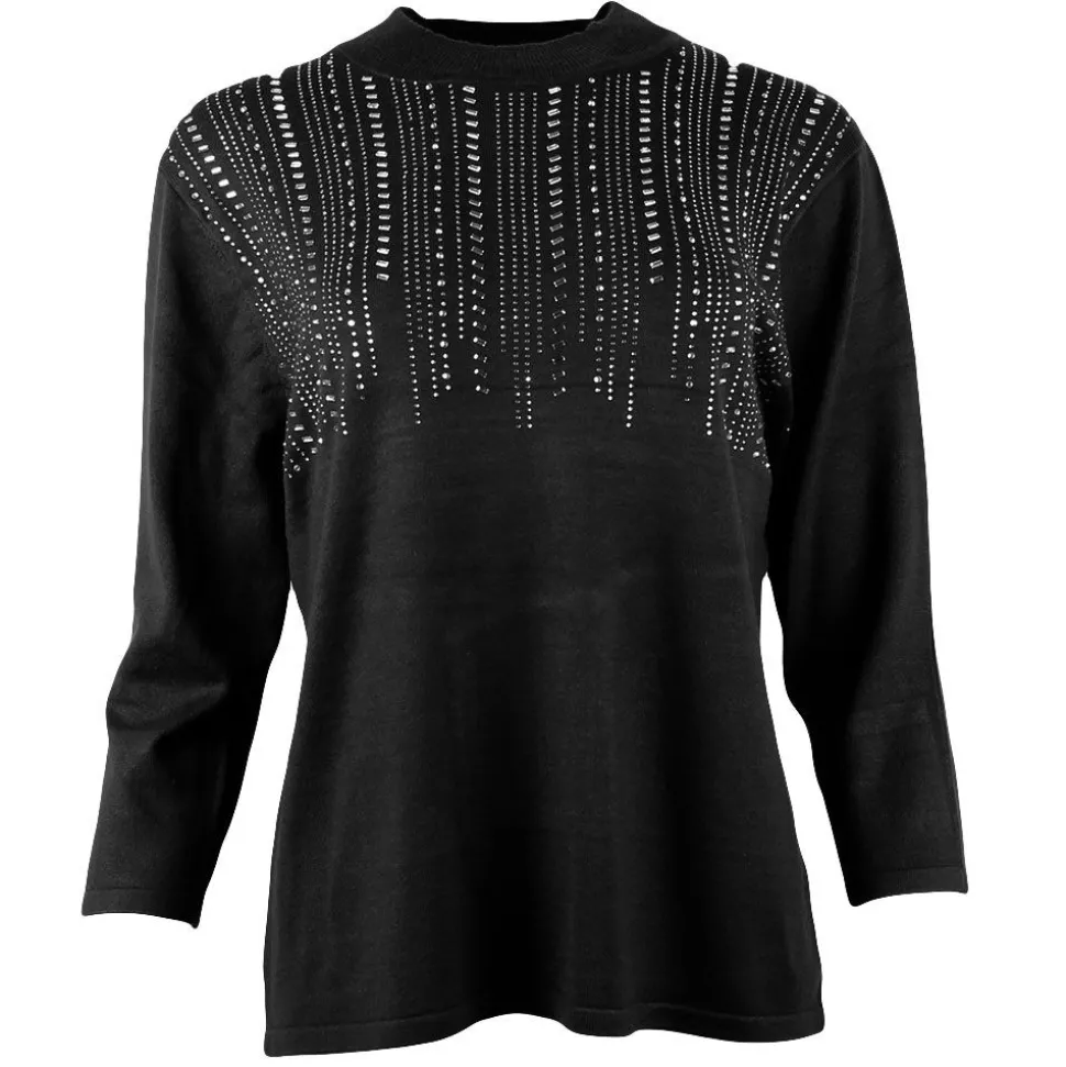 Women's Knitted Dressy Round Neck Sweater Black