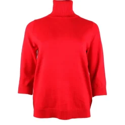 Women's Knitted Polo Sweater Red