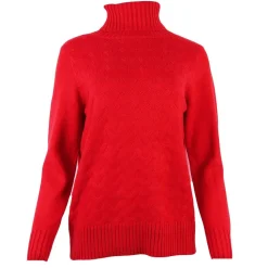 Women's Knitted Polo Sweater Red