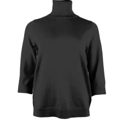 Women's Knitted Polo Sweater Black