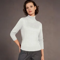 Women's Knitted Polo Sweater Ivory
