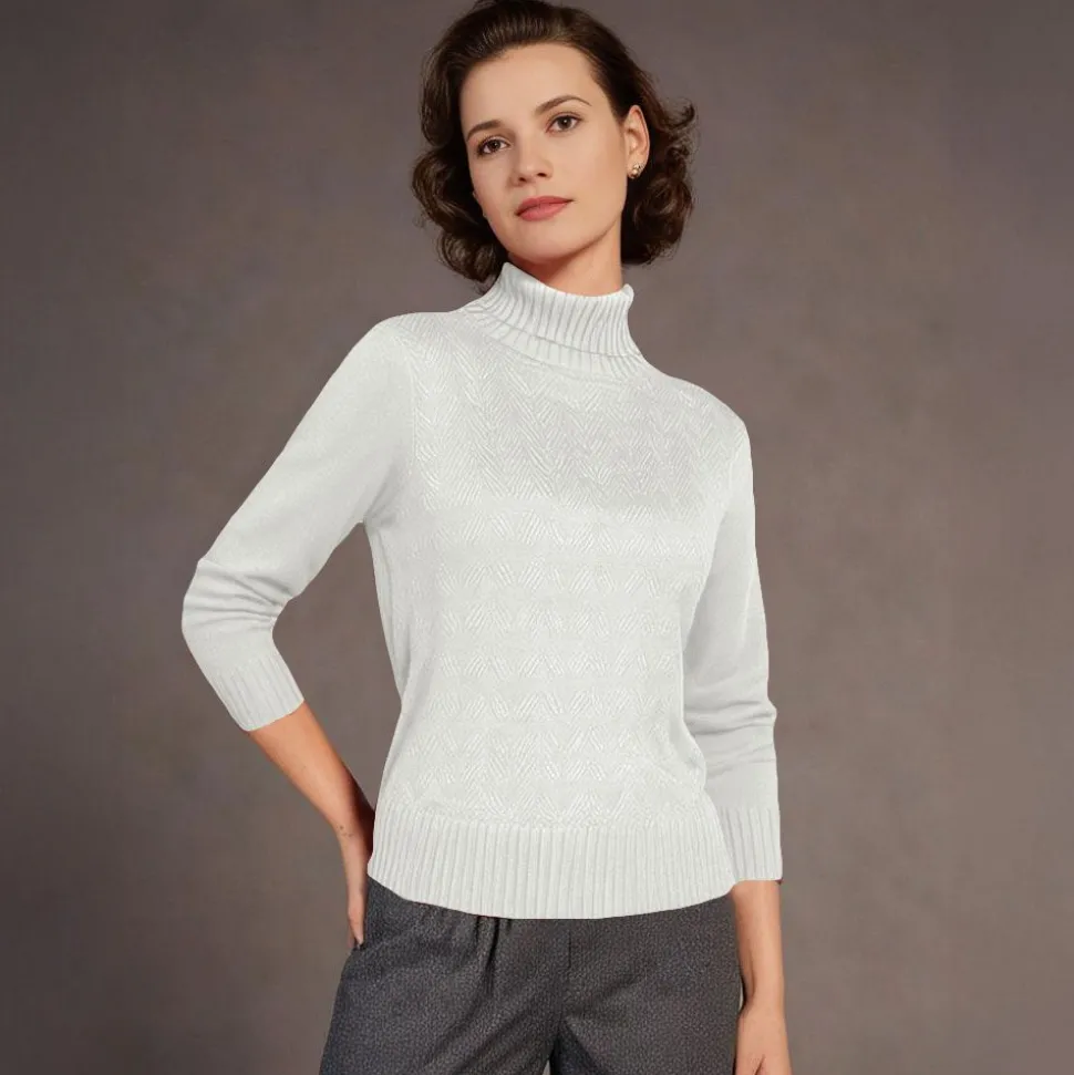 Women's Knitted Polo Sweater Ivory
