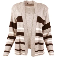 Women's Knitted Stripe Twinset Cardigan Beige