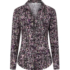 Women's Multi Print Fitted Shirt Blouse Purple