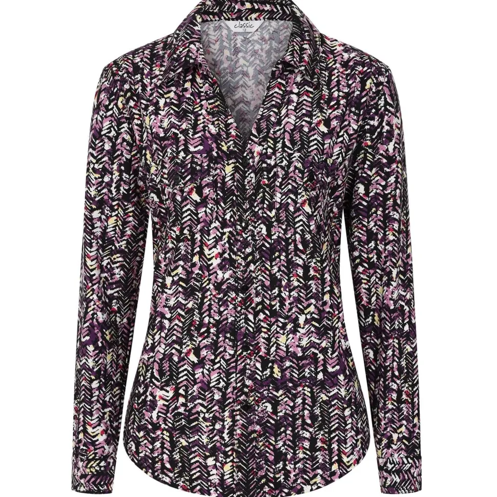 Women's Multi Print Fitted Shirt Blouse Purple
