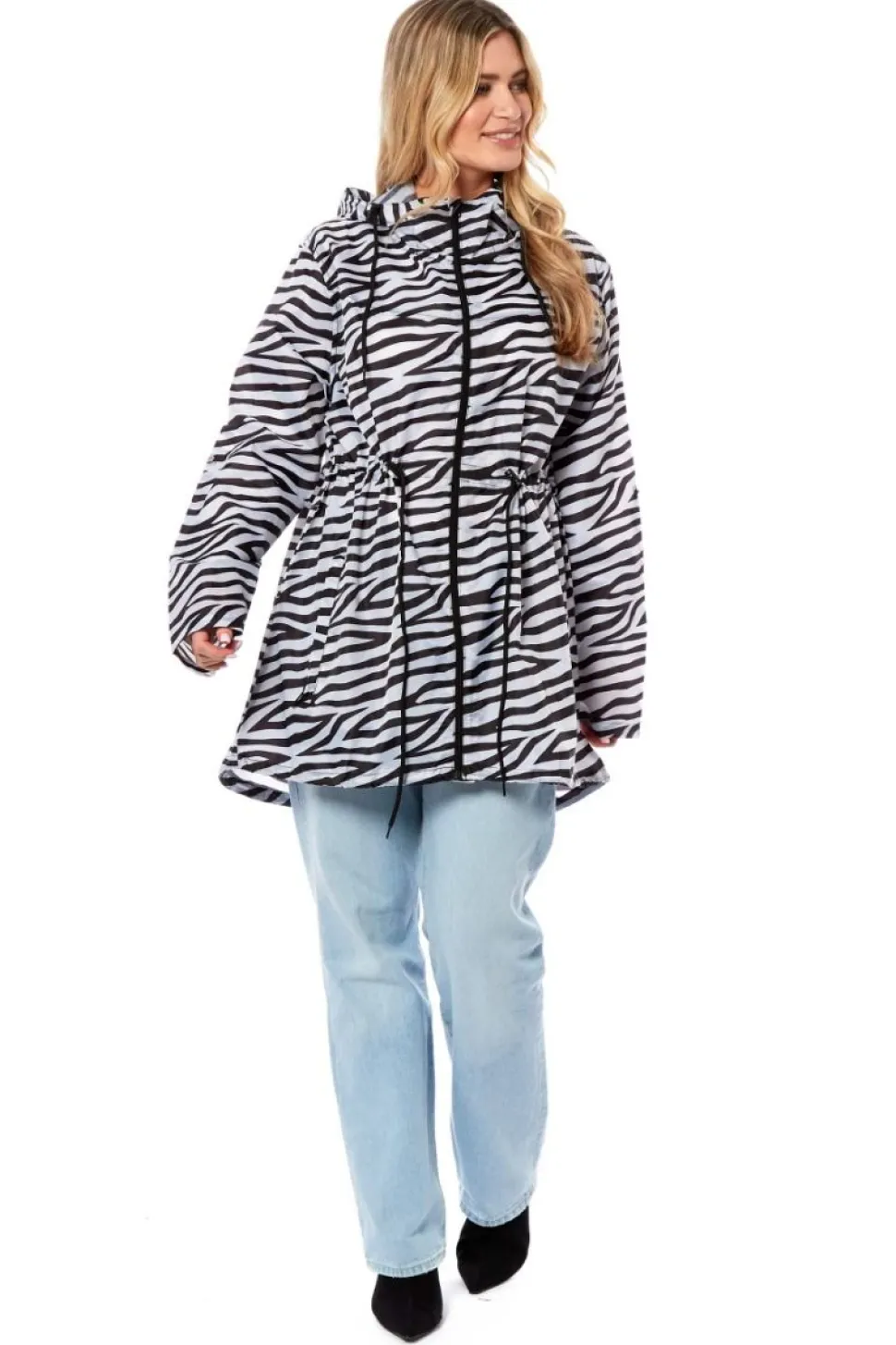 Women's Printed Parka Showerproof Jacket Zebra