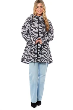 Women's Printed Parka Showerproof Jacket Zebra