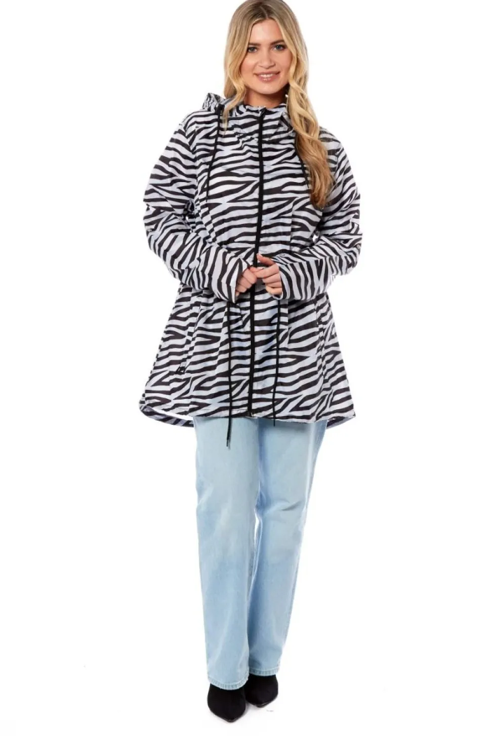 Women's Printed Parka Showerproof Jacket Zebra