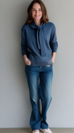 Women's Scarf Jumper Navy