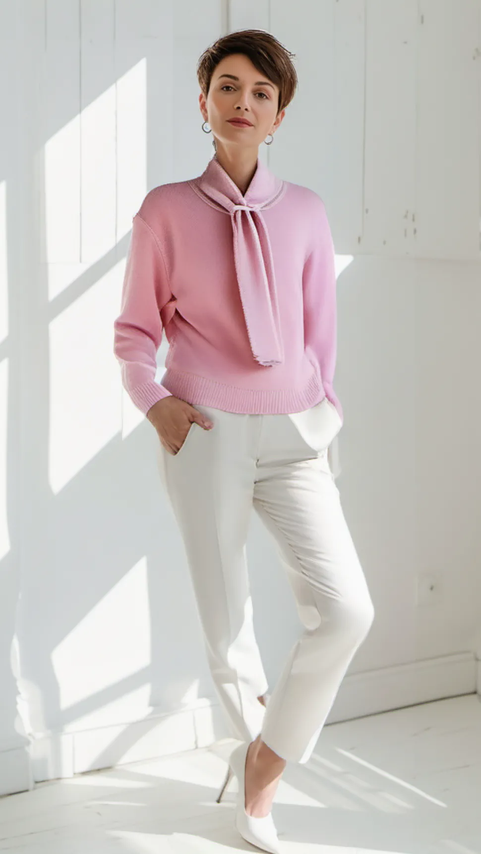 Women's Scarf Jumper Pink