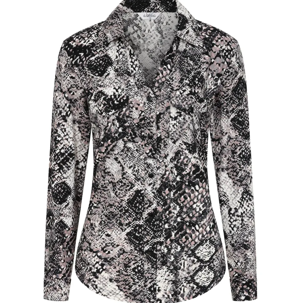 Women's Snakeskin Print Blouse Shirt Multi