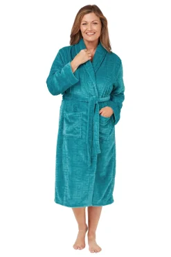 Women's Soft Touch Plush Dressing Gown Teal