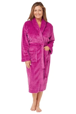 Women's Soft Touch Plush Dressing Gown Raspberry