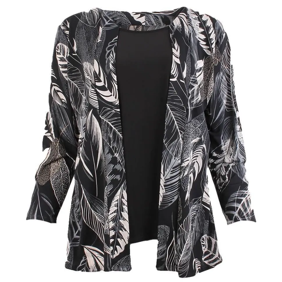 Women's Twinset Black & White Feathers